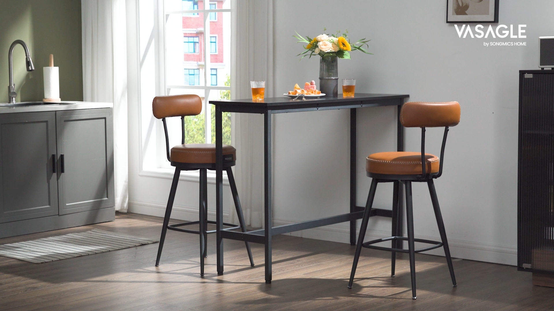 BAR COUNTER TABLE SMBT×NTF Tribesigns Bar Cabinet, L-Shaped Home Bar Table with